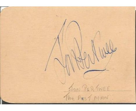 Jon Pertwee Dr Who actor signed vintage autograph album page. Good condition. All signed items come with our certificate of a