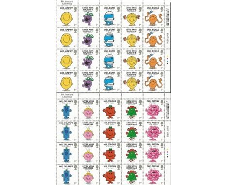 Mr Men and Little Miss two attractive sheets of mint unused stamps with traffic light edge. Has four sets of the stamps 40 x 