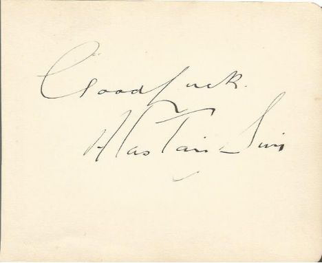 Alastair Sims actor signed vintage autograph album page. Good condition. All signed items come with our certificate of authen