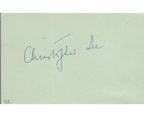 Christopher Lee actor signed vintage autograph album page. Good condition. All signed items come with our certificate of auth