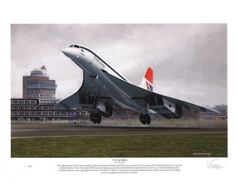 Concorde A New Age Begins 1976 John Lidiard Signed Limited Edition Print. Stunning Limited Edition Print Concorde A New Era B