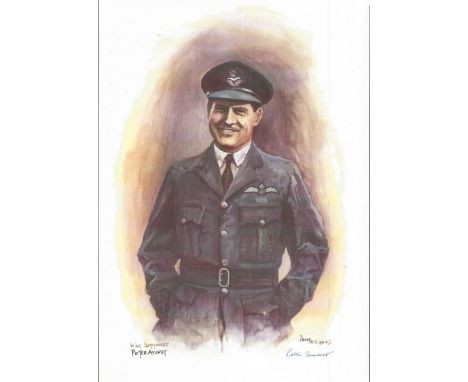 Wg Cdr Peter Ayerst WW2 RAF Battle of Britain Pilot signed colour print 12 x 8 inch signed in blue pen. Image of him in unifo