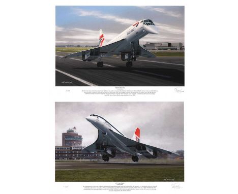 Concorde Matched numbered set of prints. End of an Era Mike Bannister Signed Limited Edition Print and Concorde A New Age Beg