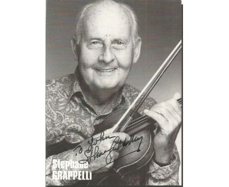 Stephane Grappelli signed 6 x 4 inch b/w photo. Dedicated. 26 January 1908 - 1 December 1997 was a French jazz violinist who 