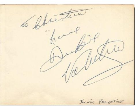Dickie Valentine 1950s Pop Singer Signed Vintage Album Page. Good condition. All signed items come with our certificate of au
