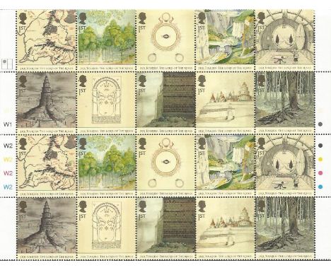 Lord of the Rings attractive sheet of mint unused stamps with traffic light edge. Has 20 x 1st class stamps with face value £