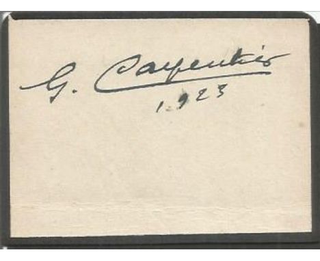 George Carpentier boxer and actor signed vintage autograph album page. French boxer, actor and World War I pilot. He fought m