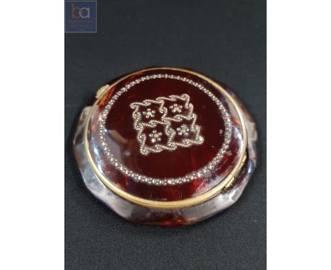 ART DECO TORTOISESHELL STYLE COMPACT 