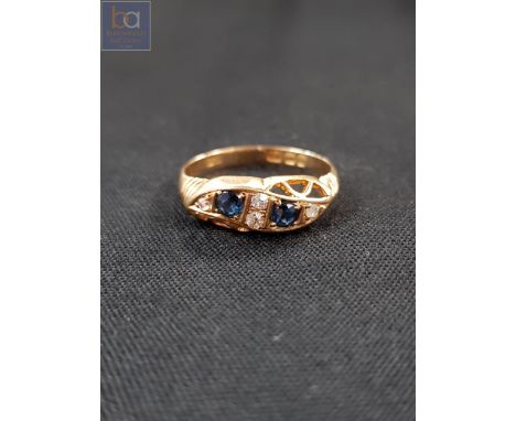 ANTIQUE 18 CARAT GOLD DIAMOND &amp; SAPPHIRE RING WITH GOOD COLOURED SAPPHIRES 