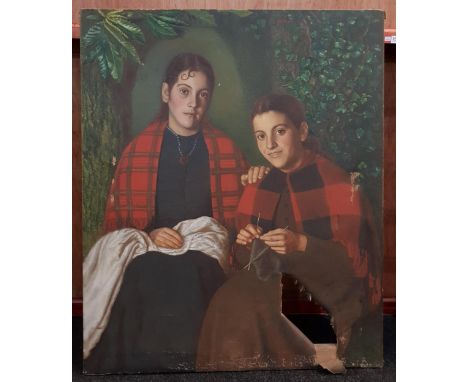 M F BOYTON - OIL ON CANVAS - PORTRAIT 44" X 37" REPAIR REQUIRED
