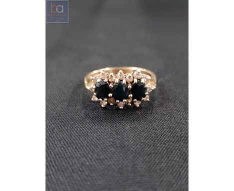 9 CARAT GOLD SAPPHIRE &amp; CZ RING&nbsp;