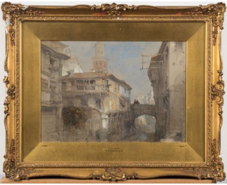 David Roberts[1796-1864]-
'Granada', old buildings on the Darro:-
signed David Roberts and dated 1833 bottom left, inscribed 