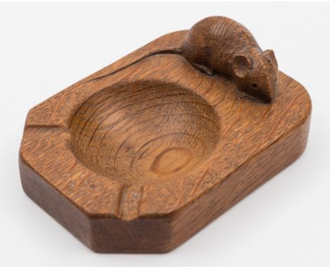 A Mouseman light oak ashtray, by Robert Thompson of Kilburn: 10.5cm. wide
