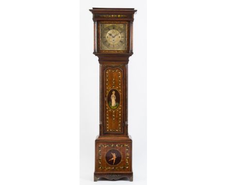 Lawrie, Carlisle, a painted oak chiming longcase clock: the later  Victorian eight-day duration, three-train movement chiming