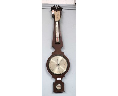 A Mahogany 8'' Aneroid Barometer 