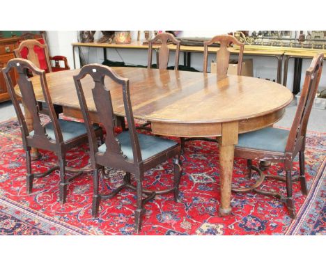 An Oak Extending Dining Table, by Morgan &amp; Co, Hayes, Cardiff, and Six 19th Century Dining Chairs (7)