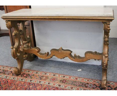 An Italian 19th Century Carved Giltwood Console Table, with marble top, 120cm by 49cm by 80cm