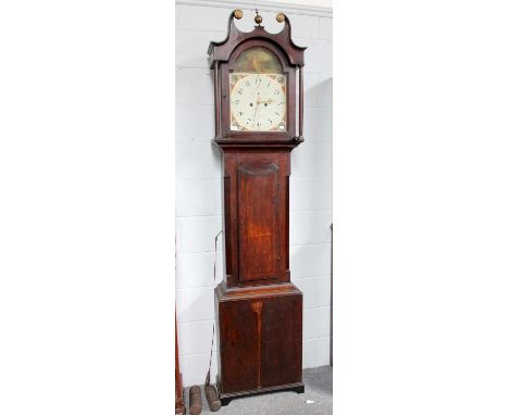 An Oak Eight Day Painted Dial Longcase Clock, early 19th century, 13'' painted arch dial, signed C.McDowill, Boro Bridge, 234