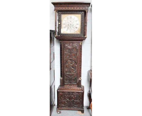 A Carved Oak Eight Day Longcase Clock, circa 1780, 13-1/4'' dial Gillett &amp; Healy, Manchester (later carved case), 206cm h