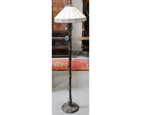 A Tiffany Style Standard Lamp, with leaded glass shade, 157cm