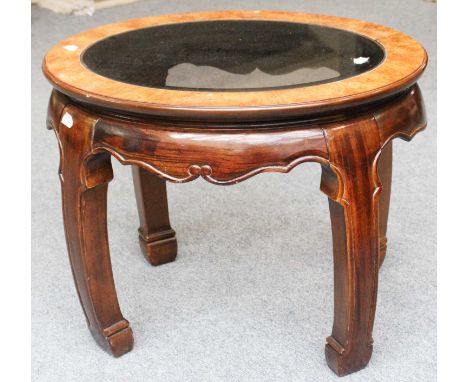 A Chinese Hardwood Lamp Table with Glass Top, 70cm by 56cm by 54cm