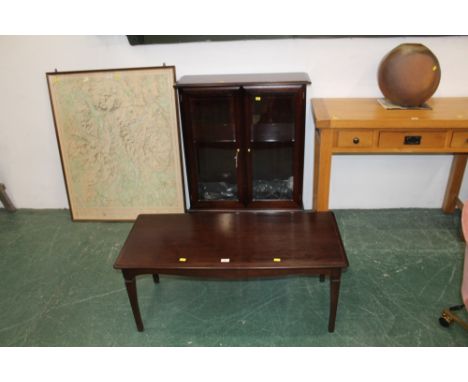 Stagg coffee table and glazed display unit 