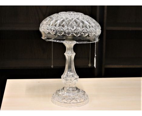 Cut glass lamp base and shade (no wiring), 40 cm high 