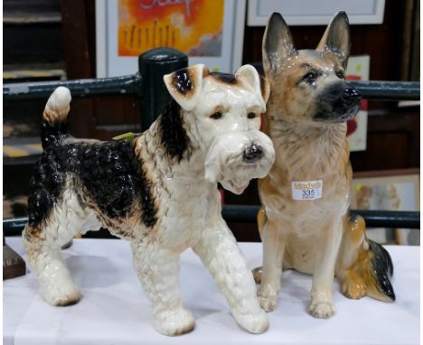 Beswick Fireside Edition German Shepherd and Goebel Airedale Terrier (AF)