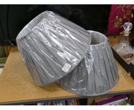 Pair of 46 cm/18" Enya box pleated taupe lamp shades 