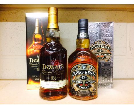 CHIVAS REGAL AGED 12 YEARS
Blended Scotch Whisky.
70cl, 40% volume, in carton. 
DEWAR'S AGED 12 YEARS
Blended Scotch Whisky. 