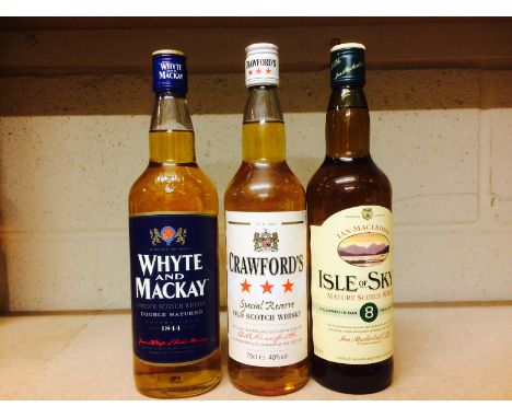 WHYTE AND MACKAY DOUBLE MATURED
Blended Scotch Whisky
70cl, 40% volume.
ISLE OF SKYE AGED 8 YEARS
Blended Scotch Whisky
70cl,