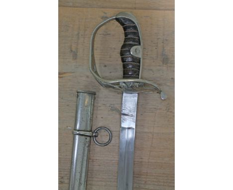 A German made Bulgarian WWI infantry officer's sword and scabbard, blade length 81cm.  