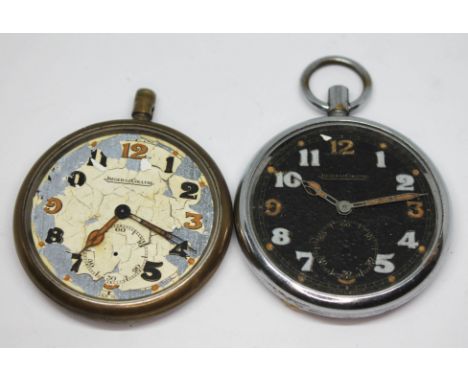 Two Jaeger-LeCoultre military issue pocket watches - spares and repairs, both with broad arrow to rear of cases and reference