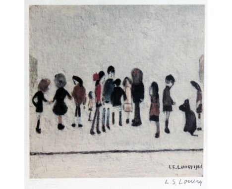 After Laurence Stephen Lowry (1887-1976), "Group of Children", limited edition offset lithograph printed in colours, 19cm x 1