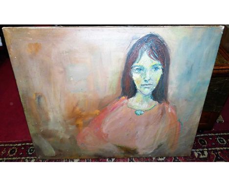 Contemporary school - Bust portrait, oil on canvas, unframed, 75 x 91cm; and two others (3)