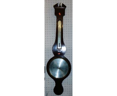 A 19th century mahogany two-dial wheel barometer, the circular silvered dial signed G Albonic, Lincoln, height 97cm