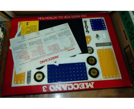 A Meccano No.3 1980s construction gift set, housed in the original polystyrene packed box with instruction leaflet 