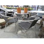 5 piece outdoor aluminium garden dining set comprising circular bistro table and 4 matching chairs