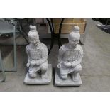 Large pair of kneeling samurai