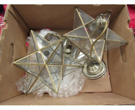 A pair of glass star light shades 