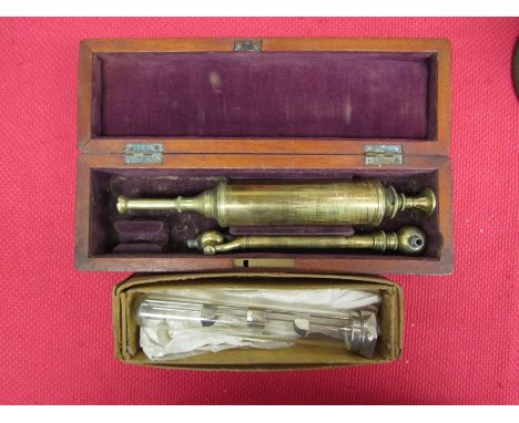 Weiss London Instrument rack and a vintage S.Maw &amp; Sons, London, syringe in mahogany case 