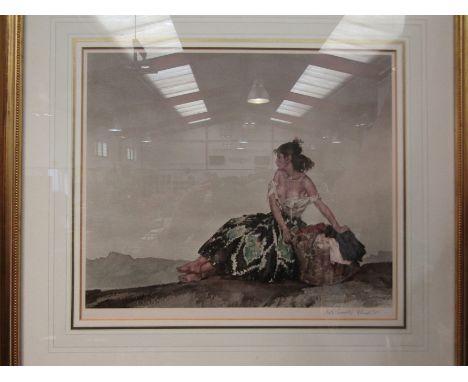A Sir William Russell Flint (1880-1969) pencil signed colour lithograph "Carmelita", gilt wooden framed and glazed, 46cm x 49