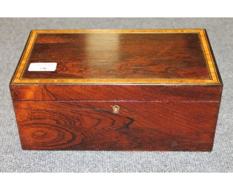 A Victorian inlaid rosewood tea caddy, width 28 cm. CONDITION REPORT: Good quality construction and condition.