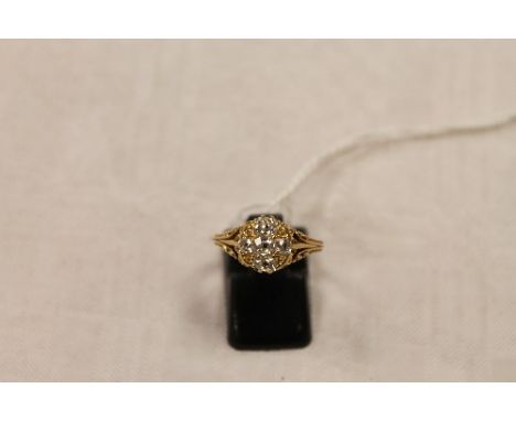 A Victorian five stone diamond ring in yellow metal. CONDITION REPORT: Approximately over 0.5ct. Metal tested as 18ct.