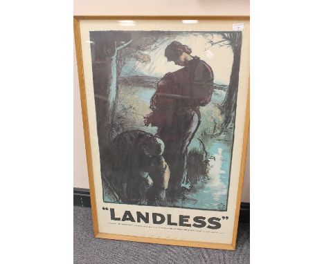 The Labour Party (Publisher) : Landless, colour lithograph, dated 1971, 62cm x 96cm, framed.