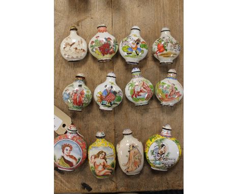 A collection of twelve Chinese enamel scent bottles. (12) CONDITION REPORT: Good condition, most with four character marks to
