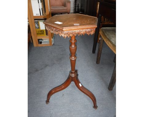 A GEORGE III STYLE KETTLE STAND on hexagonal top with tripod support