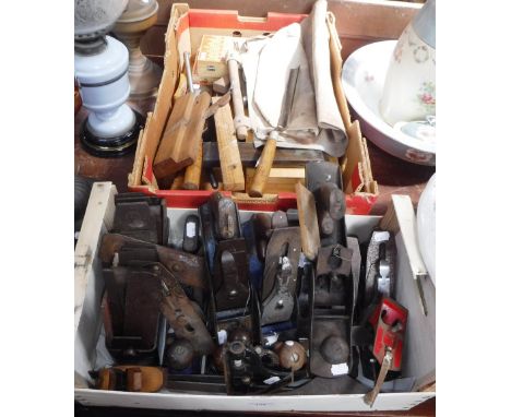 A COLLECTION OF WOODWORKER'S PLANES and similar tools (2 boxes)