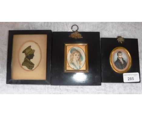 A PORTRAIT MINIATURE OF A GENTLEMAN and two other similar portrait miniatures