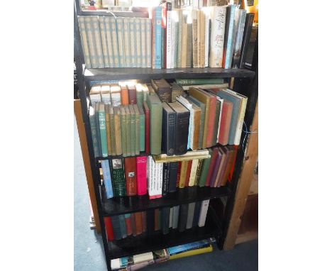 'THE DIARY OF SAMUEL PEPYS' in eleven volumes and similar books (five shelves of black bookcase)